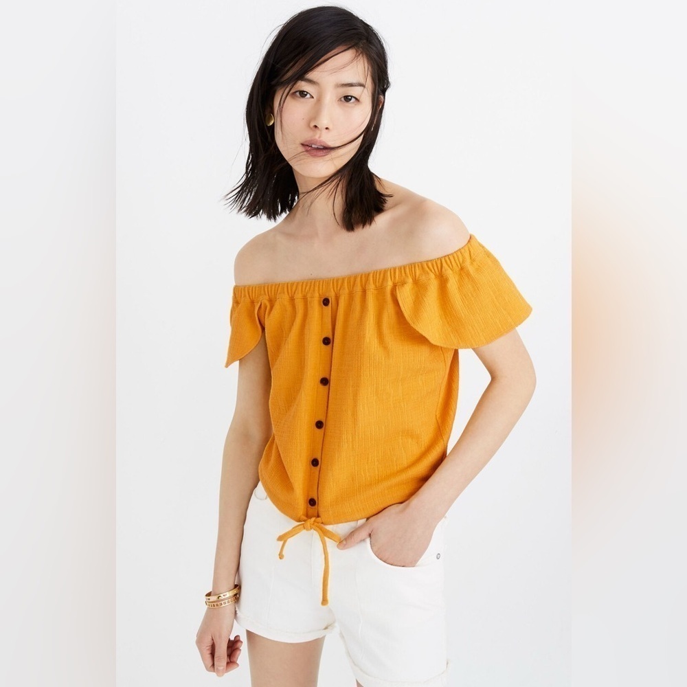 Texture & Thread Off-the-Shoulder Top 
Color - Celestial Gold